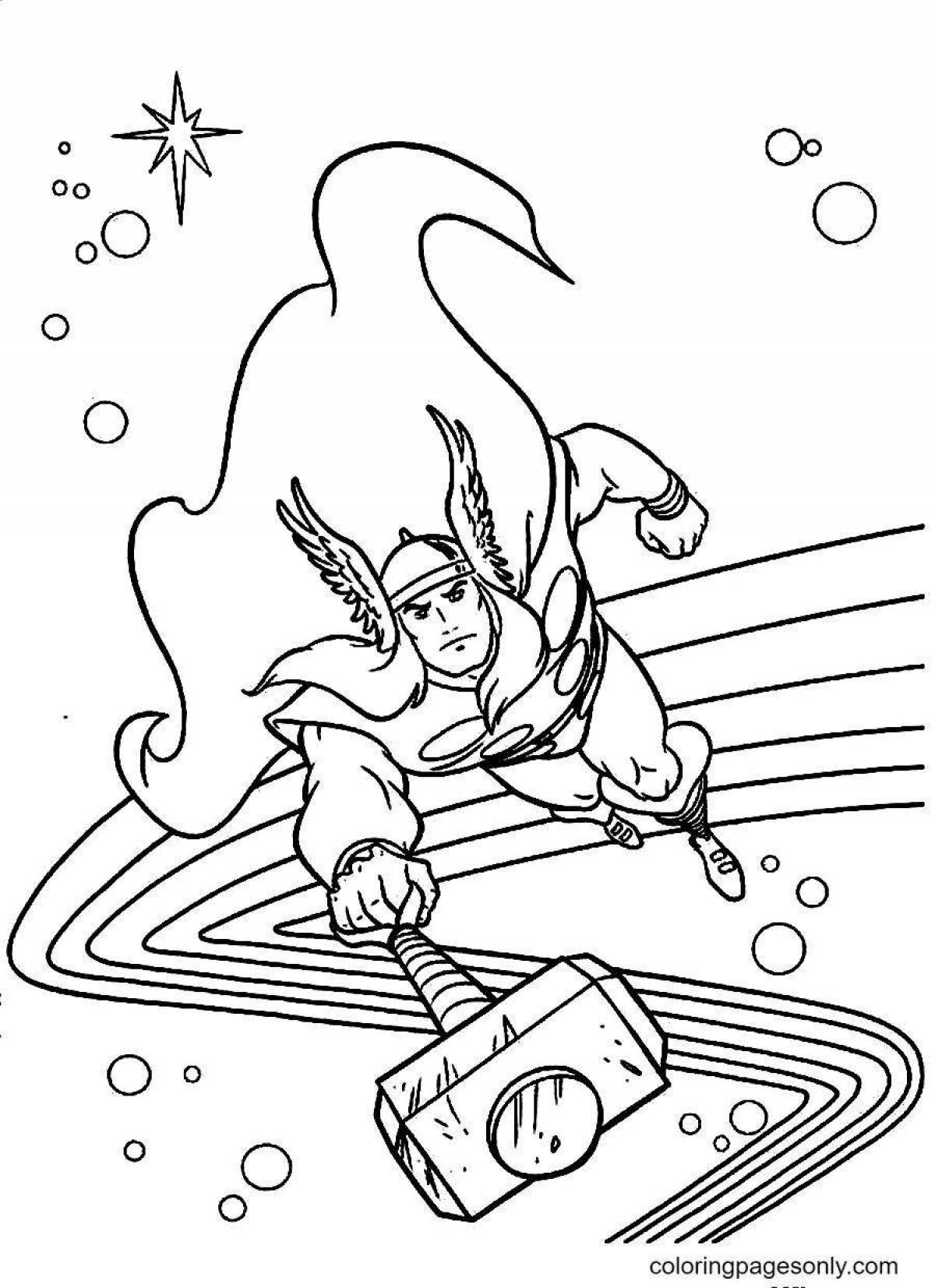 Colorful Thor coloring book for kids