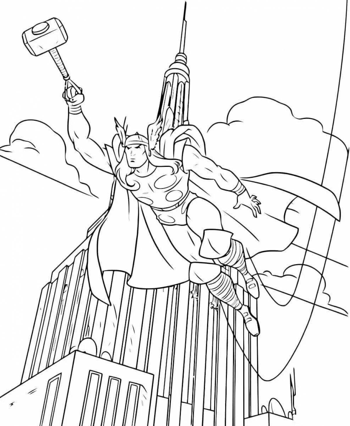 Adorable Thor coloring book for kids