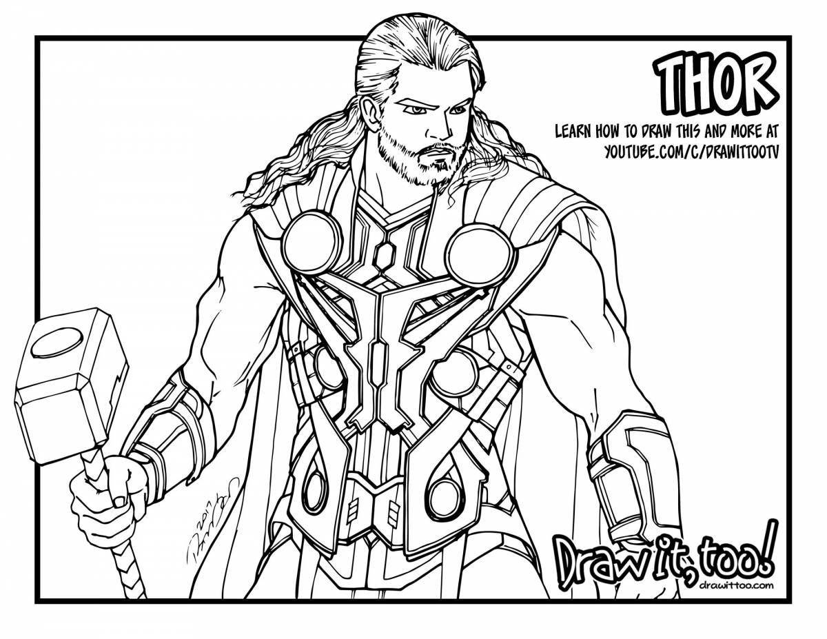 Cute thor coloring book for kids
