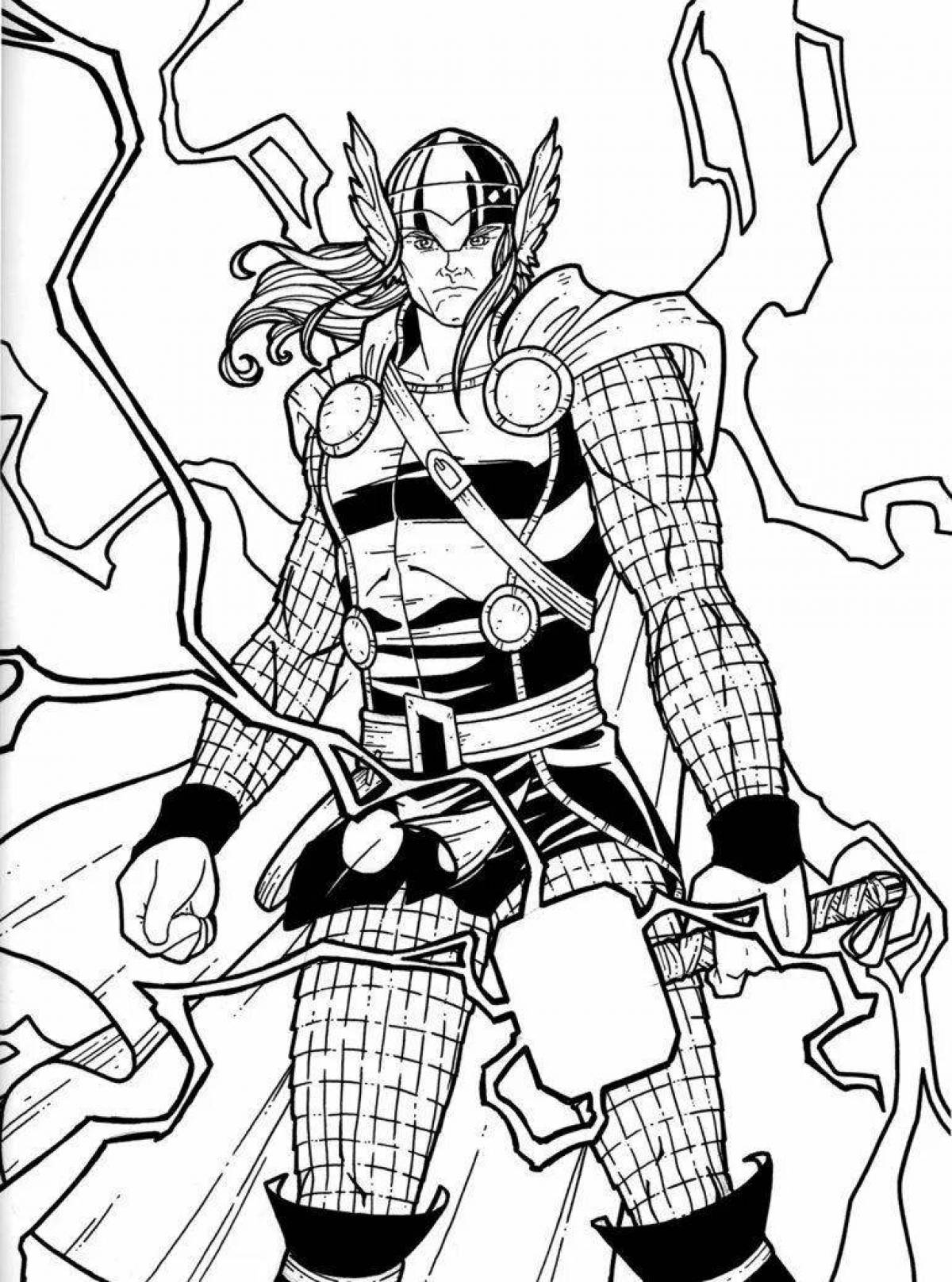 Joyful Thor coloring pages for kids