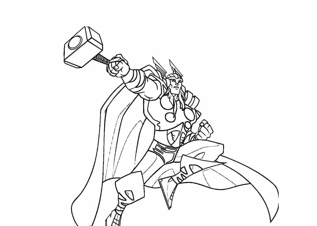 Playful thor coloring page for kids