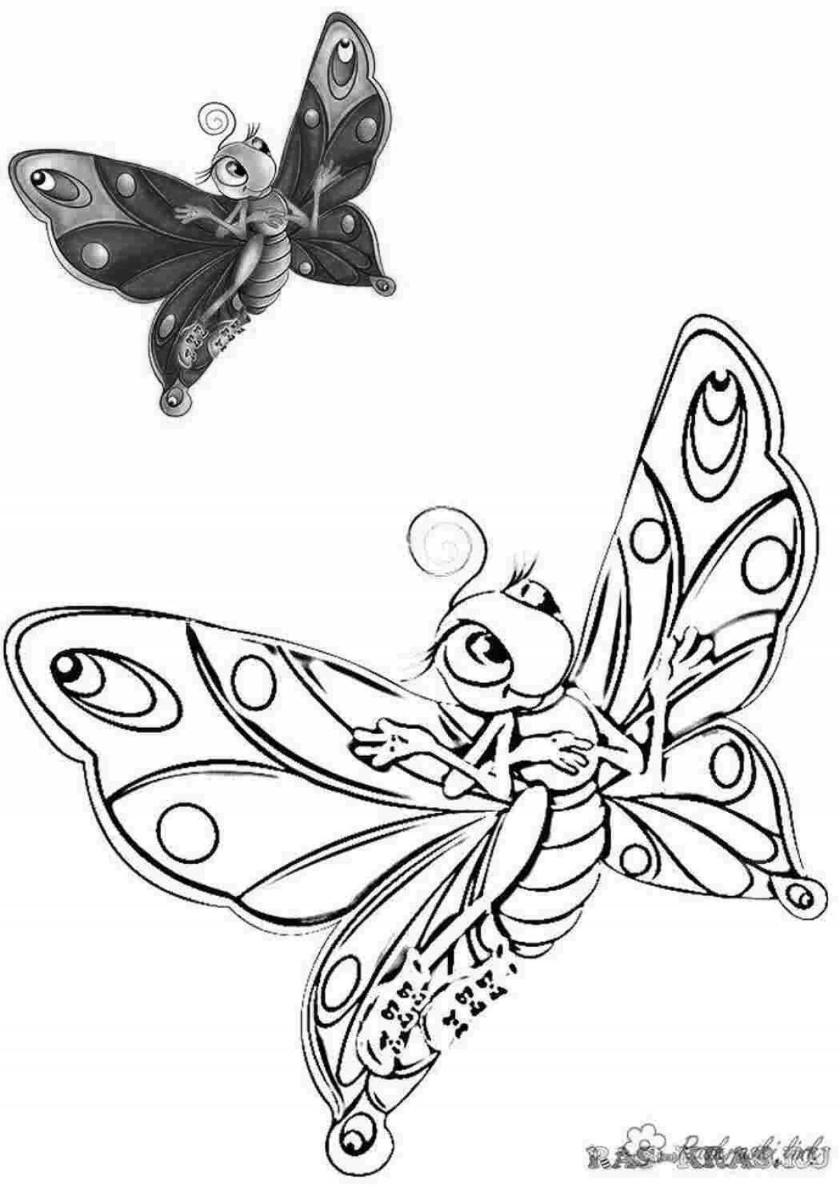 Блестящая бабочка-раскраска