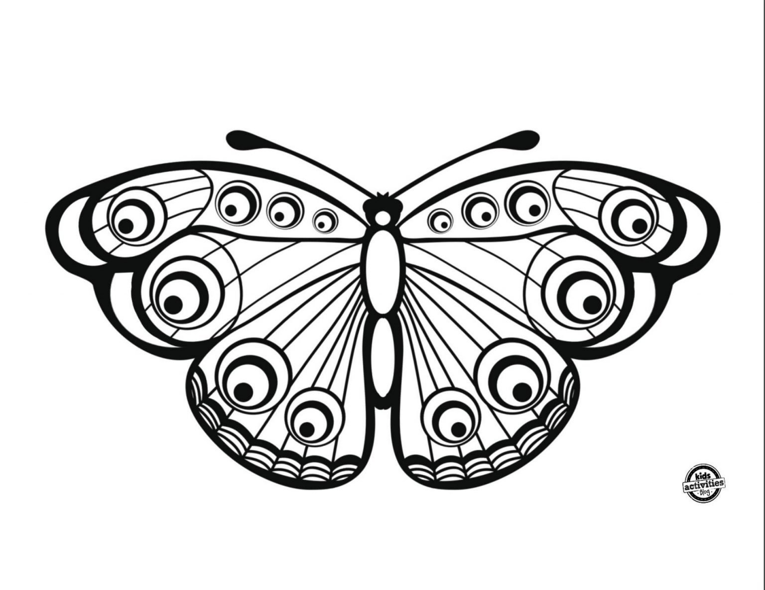 Раскраска безмятежная бабочка