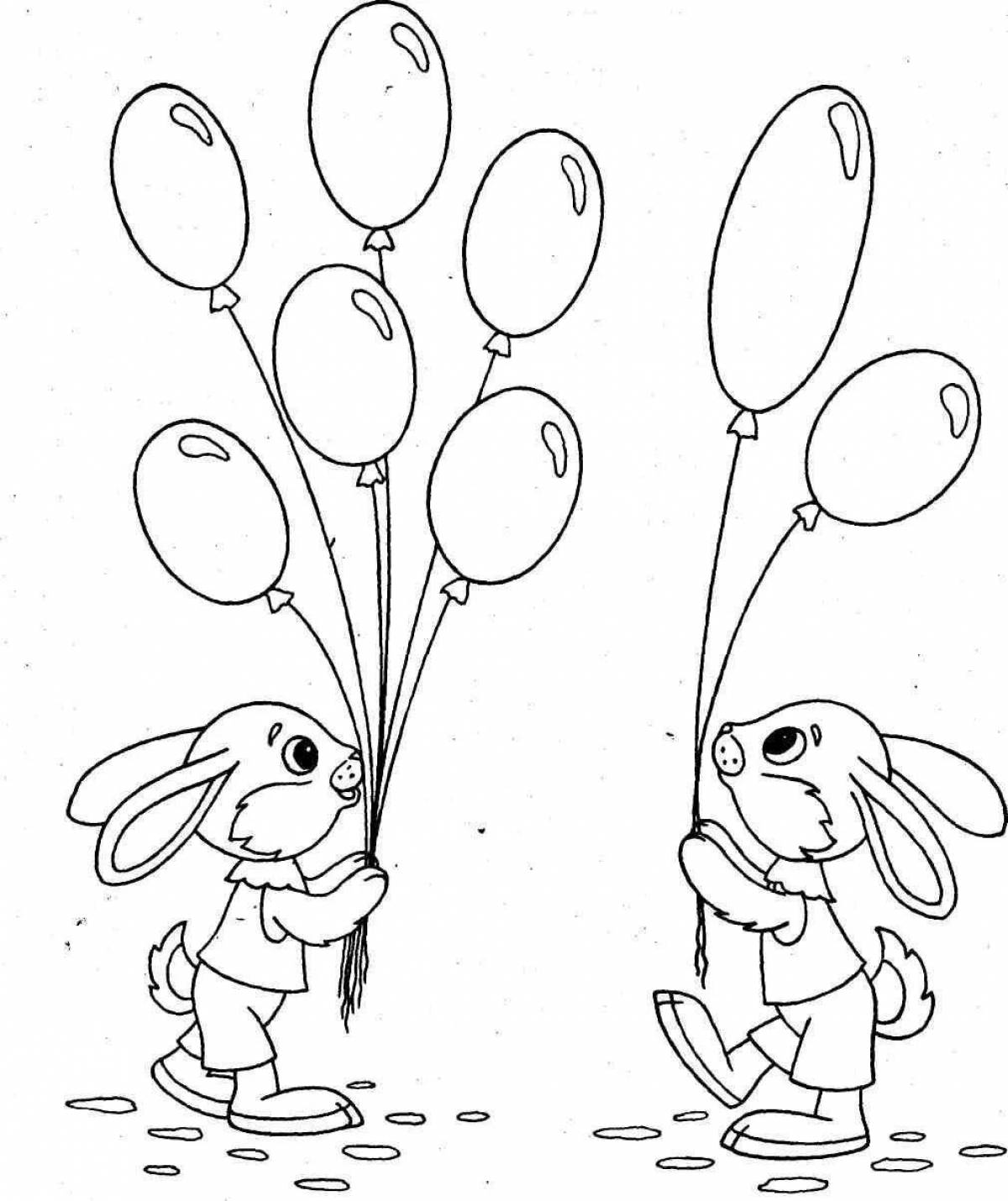 Очаровательный кролик с шариками