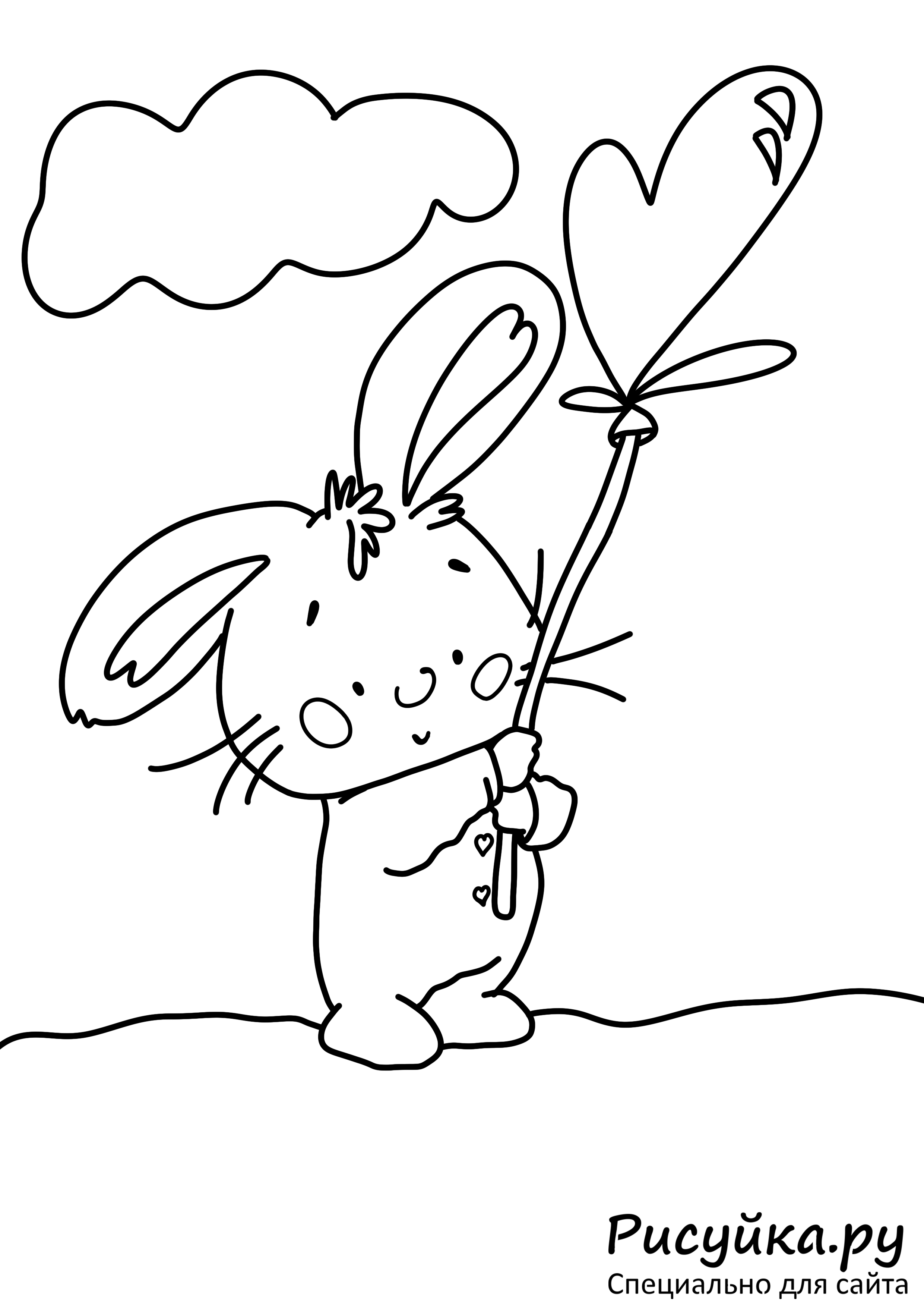 Witty rabbit with balloons