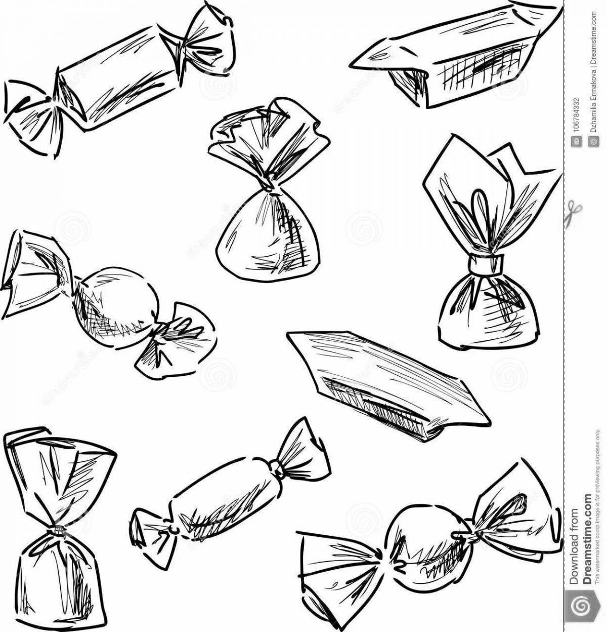 Fun candy wrapper coloring page
