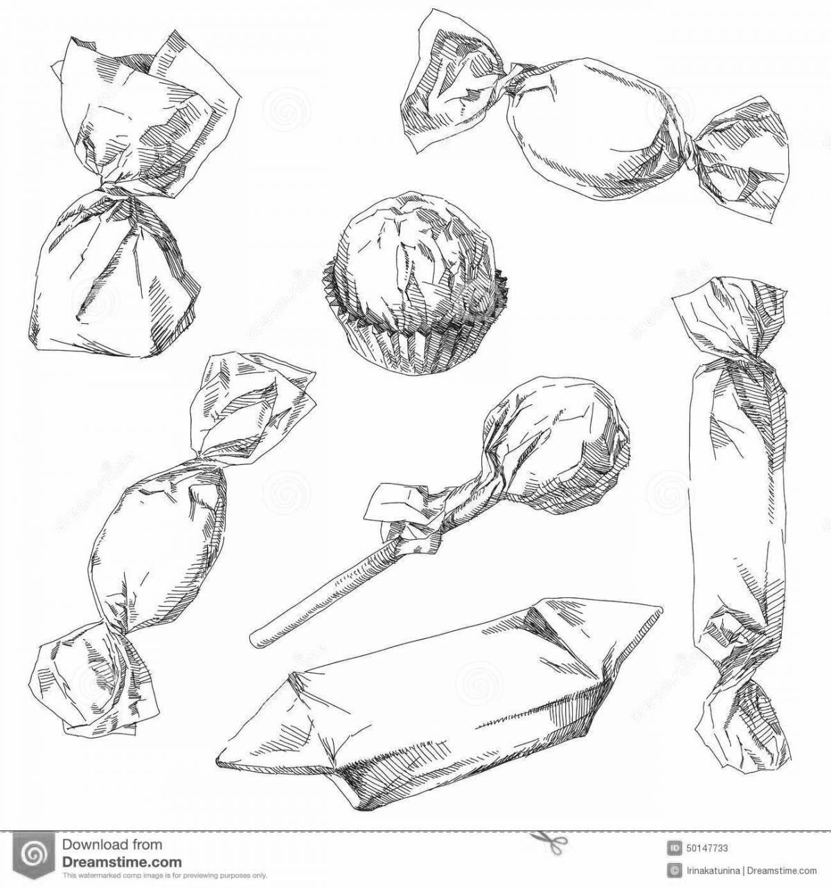 Coloring page sparkling candy wrapper