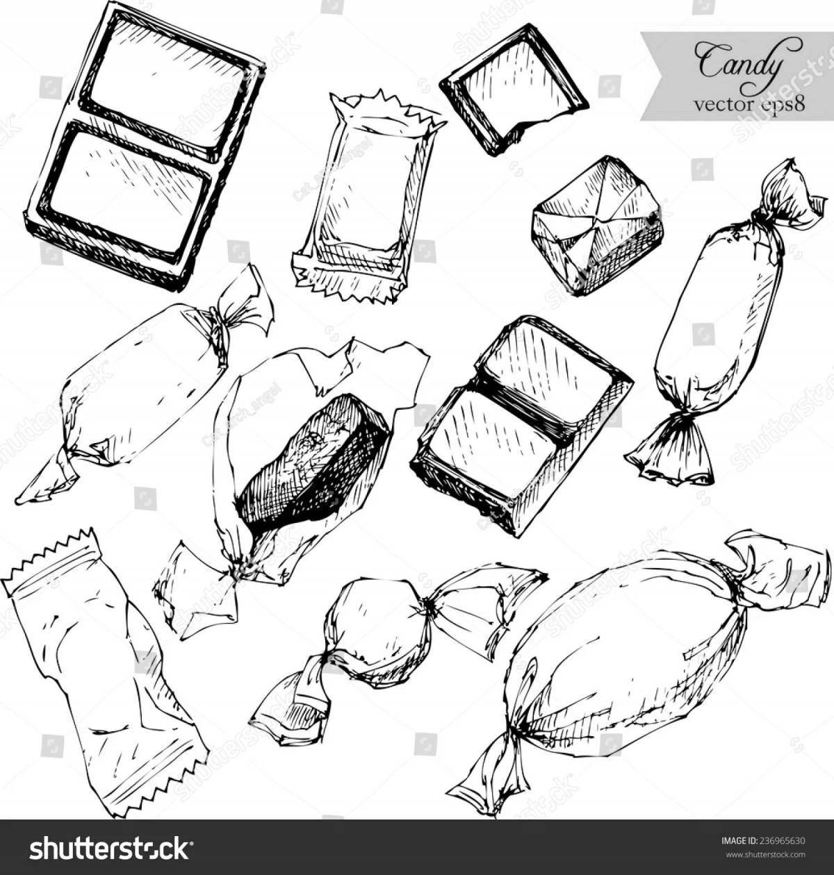 Photo Coloring book shining candy wrapper