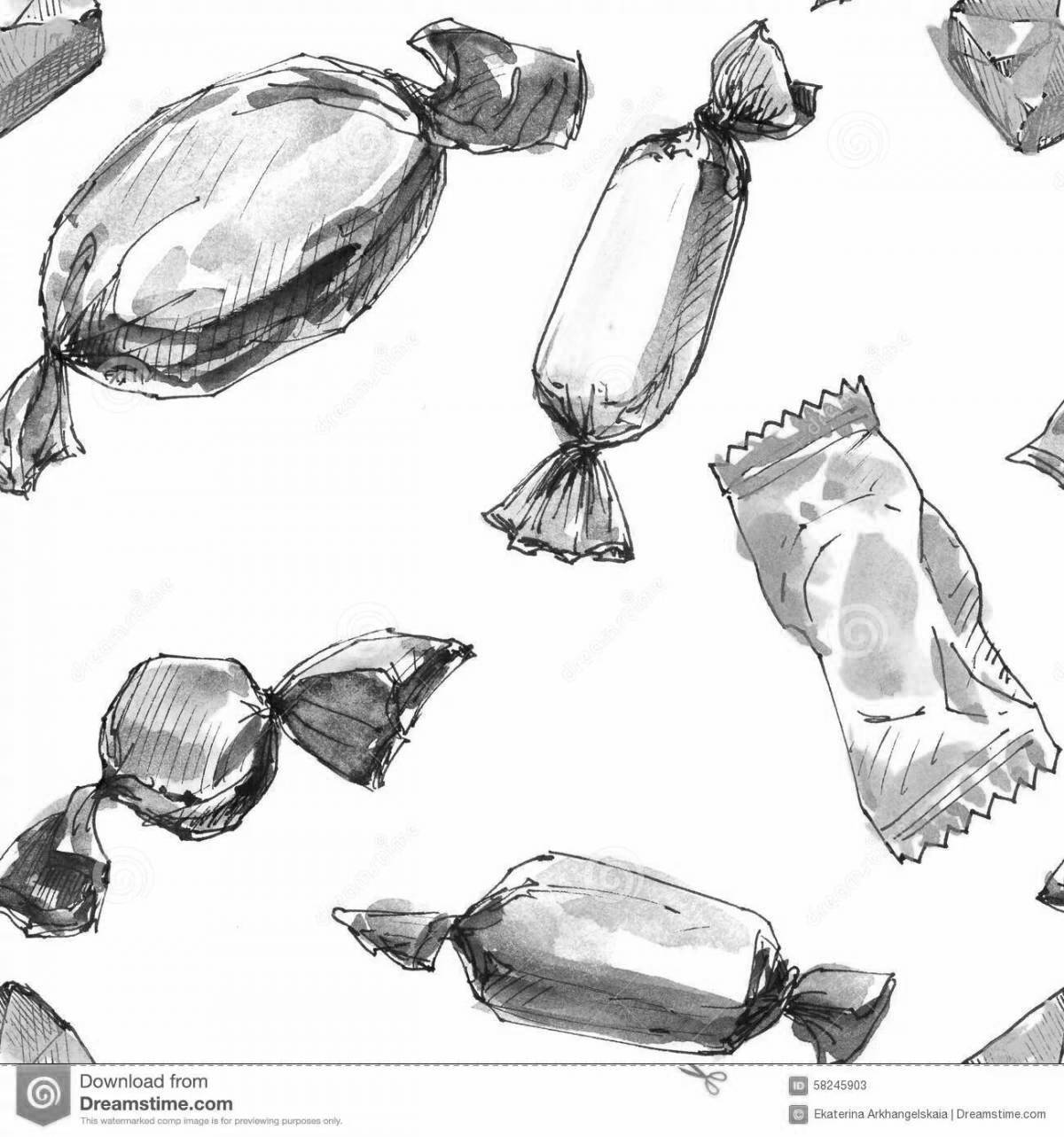Coloring page magic candy wrapper
