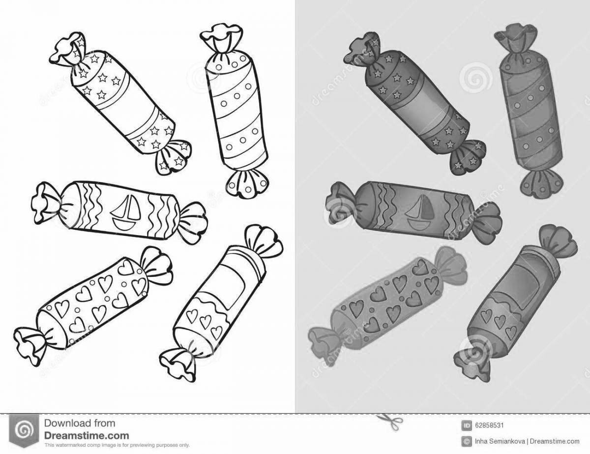 Attractive candy wrapper coloring page