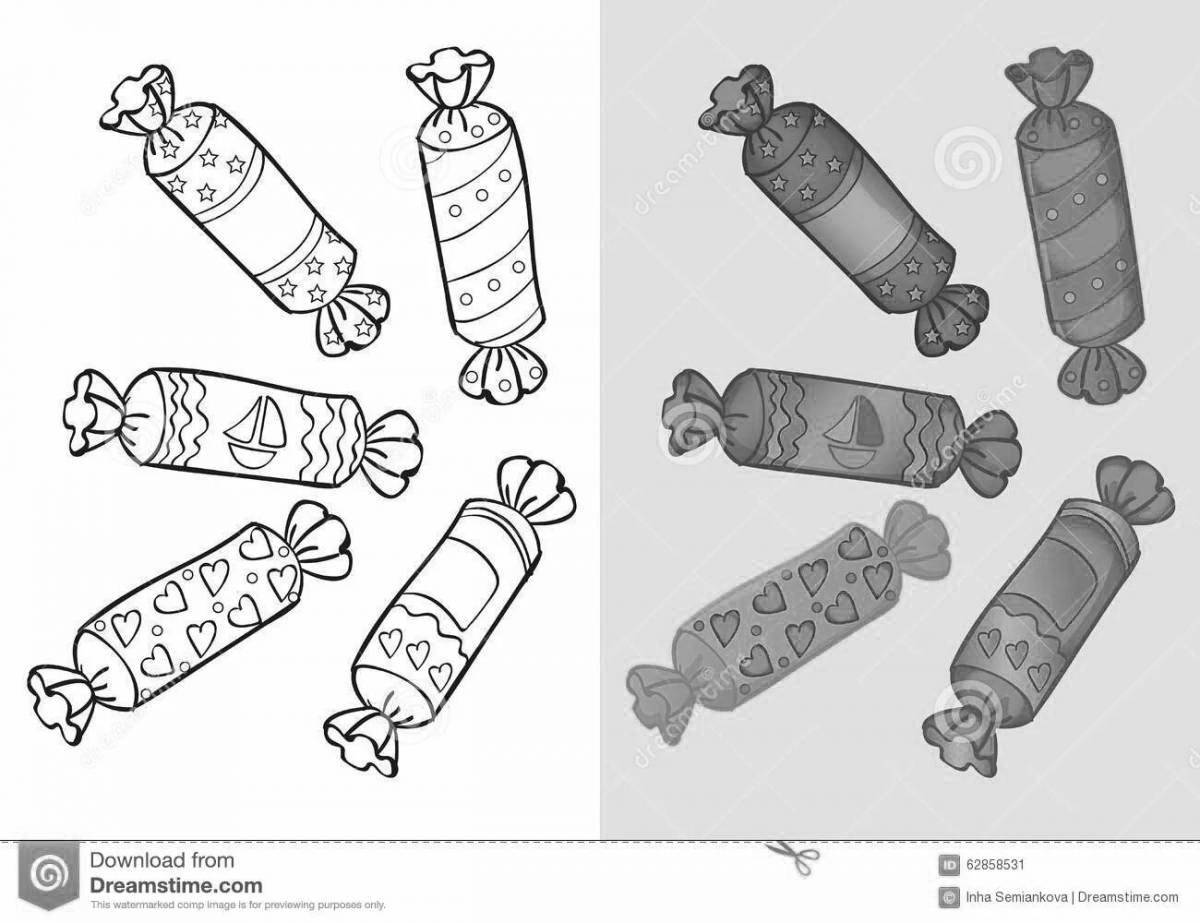 Привлекательная страница раскраски конфетной обертки