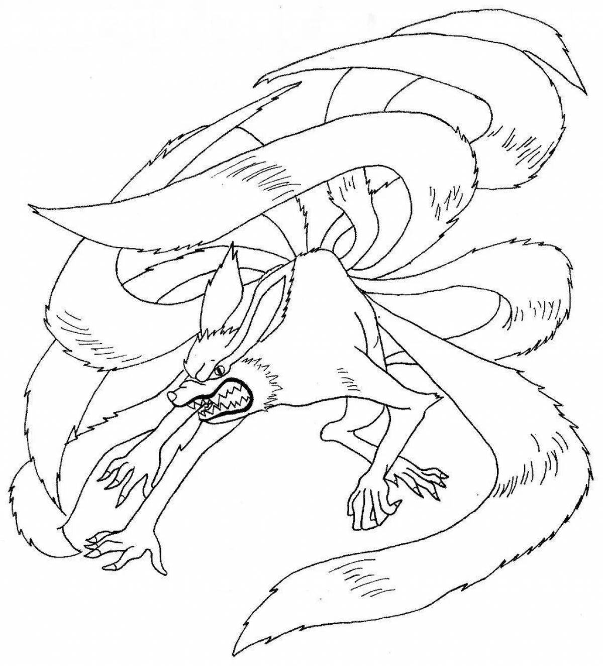 Bright 9-tailed fox coloring