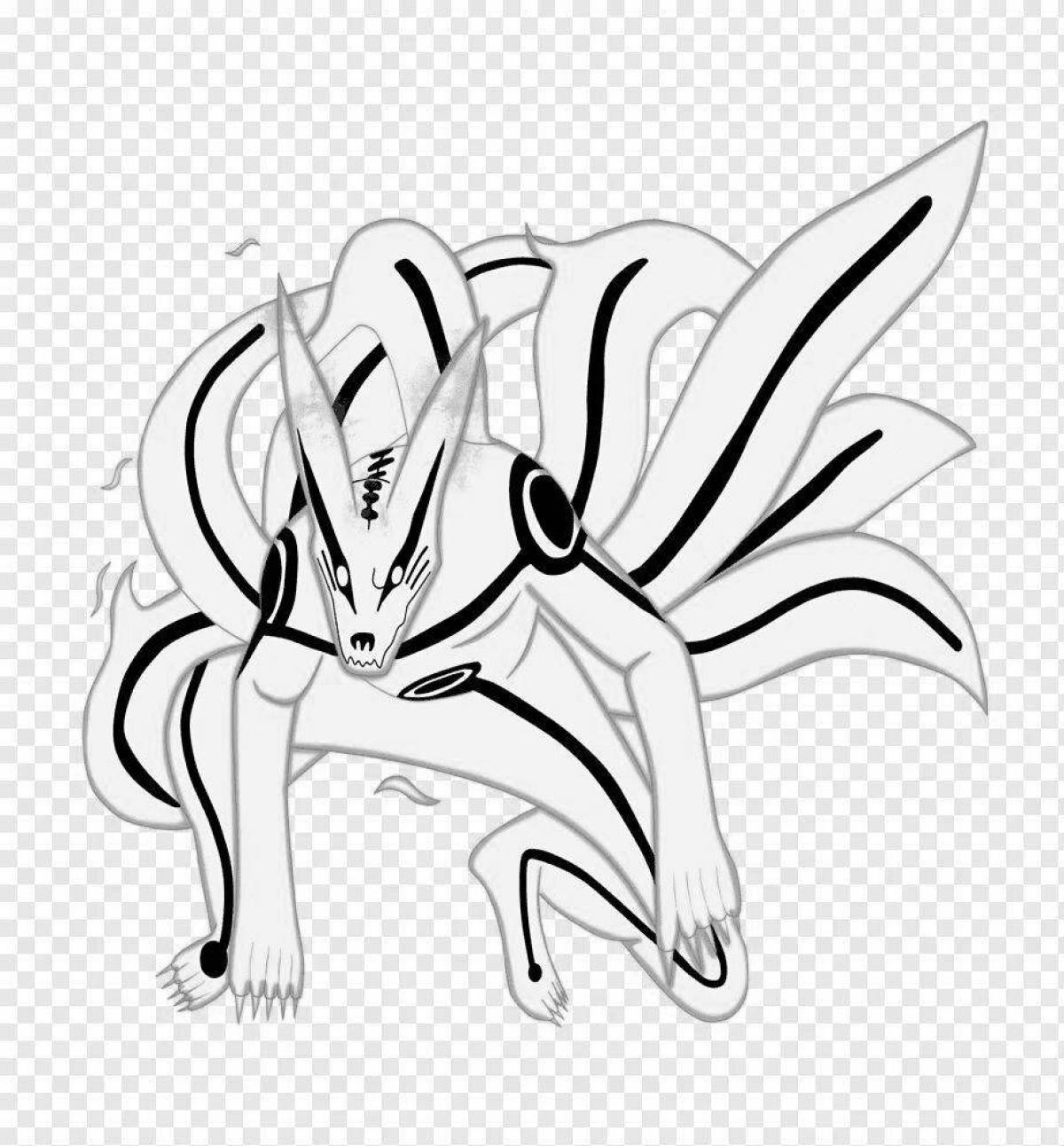 Gorgeous 9-tailed fox coloring book