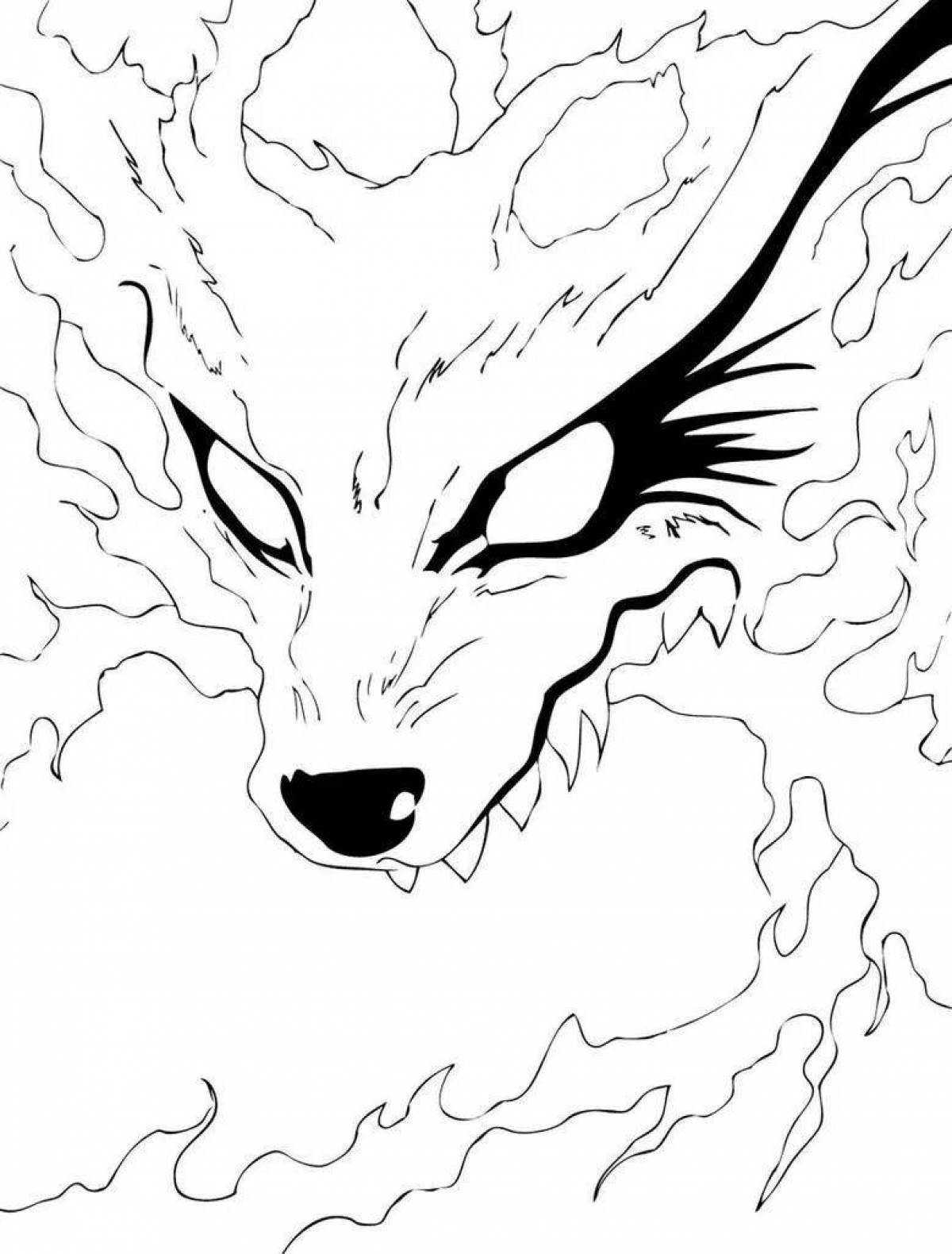 Coloring elegant 9-tailed fox