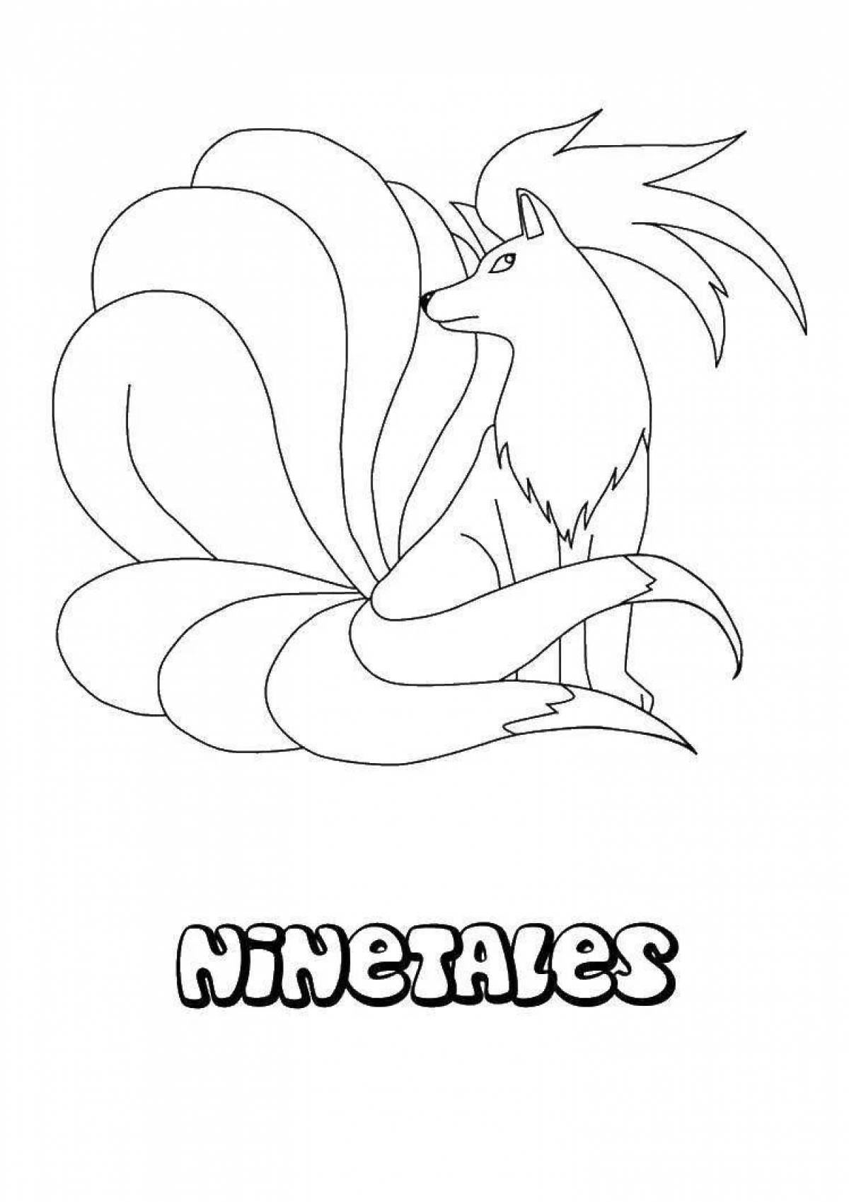 Cute 9-tailed fox coloring book