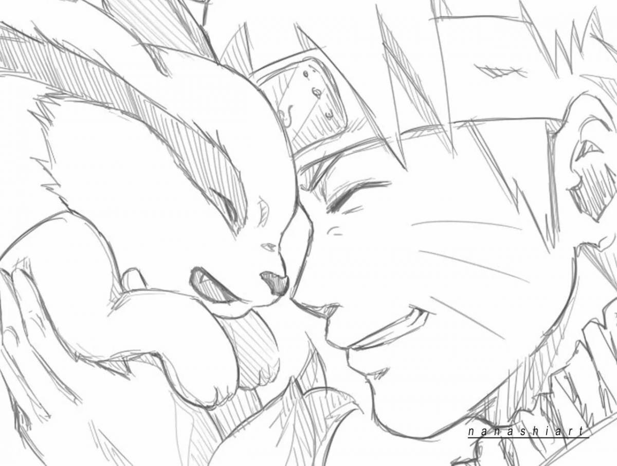 Rampant 9-tailed fox coloring page