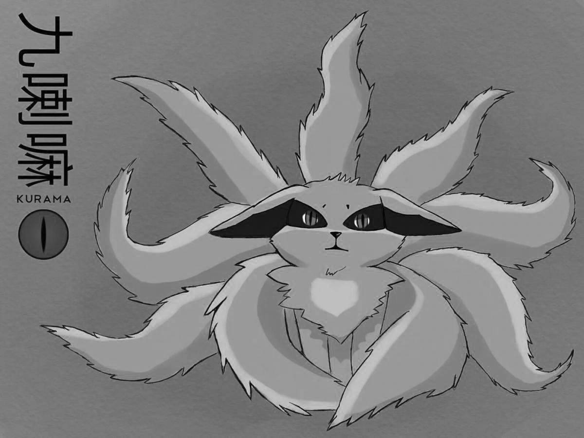 Joyful 9-tailed fox coloring book