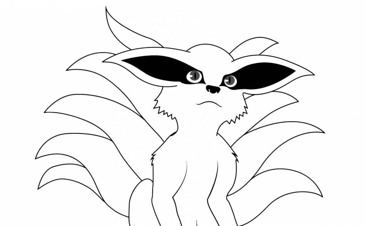 Adorable 9-tailed fox coloring book