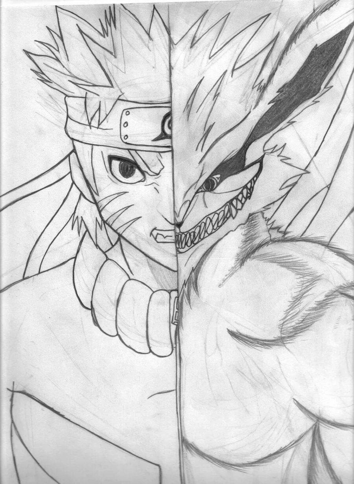 Mysterious 9-tailed fox coloring page