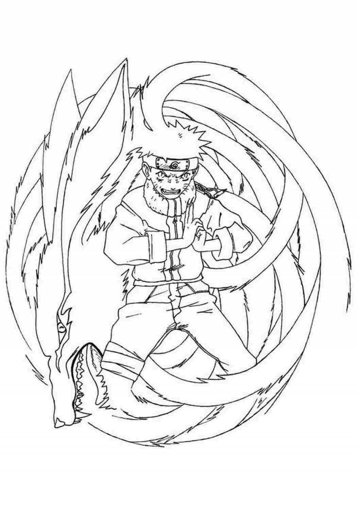 Coloring serene 9 tailed fox