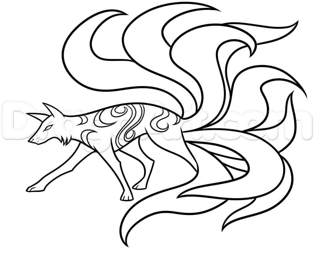 Coloring artistic 9-tailed fox
