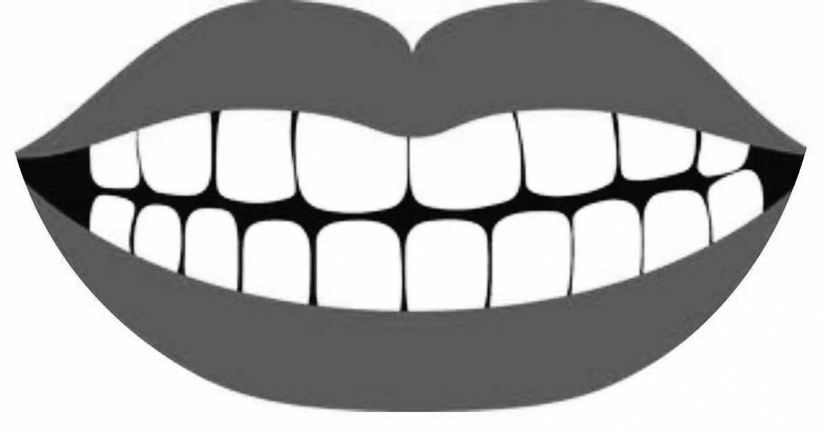 Dazzling coloring of the mouth with teeth