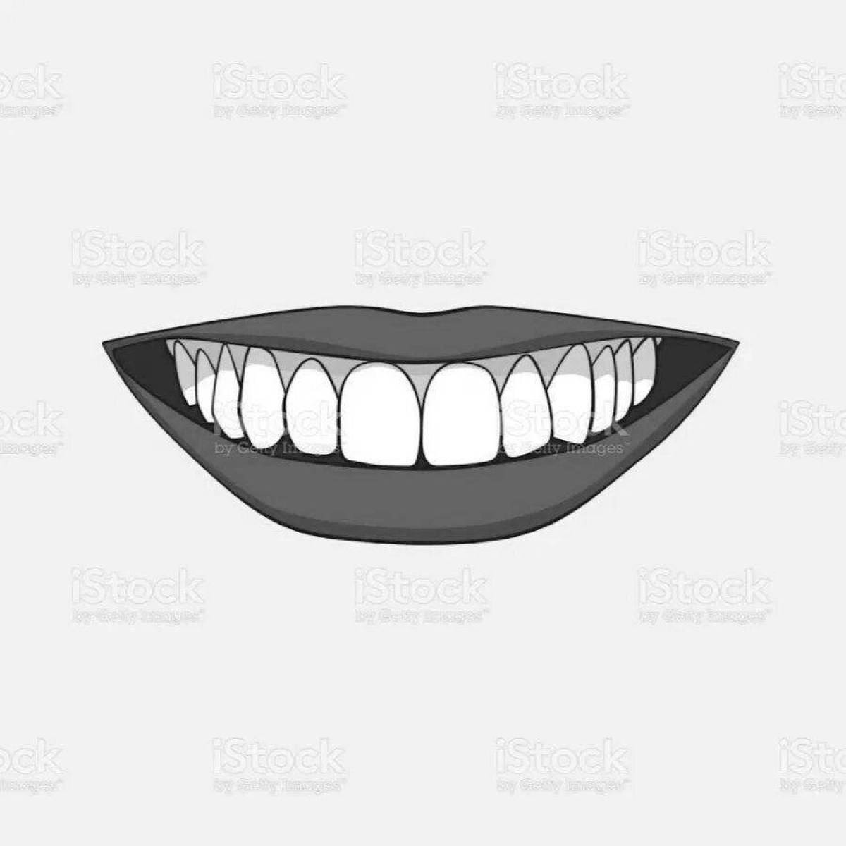 Очаровательная раскраска рот с зубами