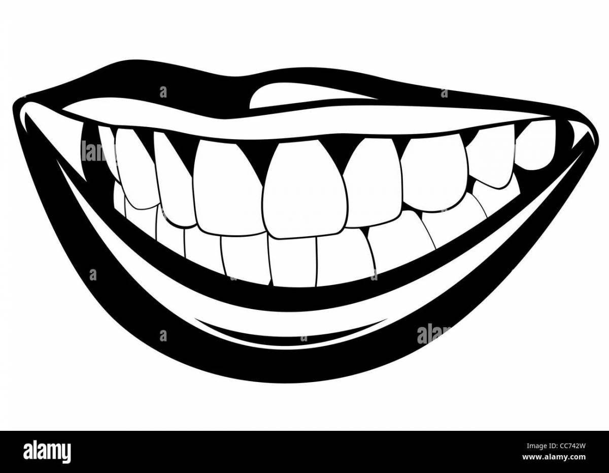 Загадочная раскраска рот с зубами