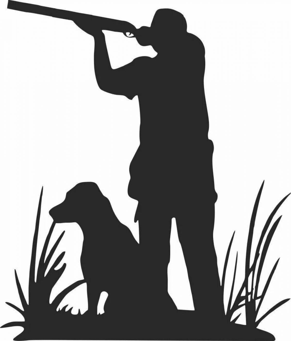 Доблестная раскраска охотник с собакой