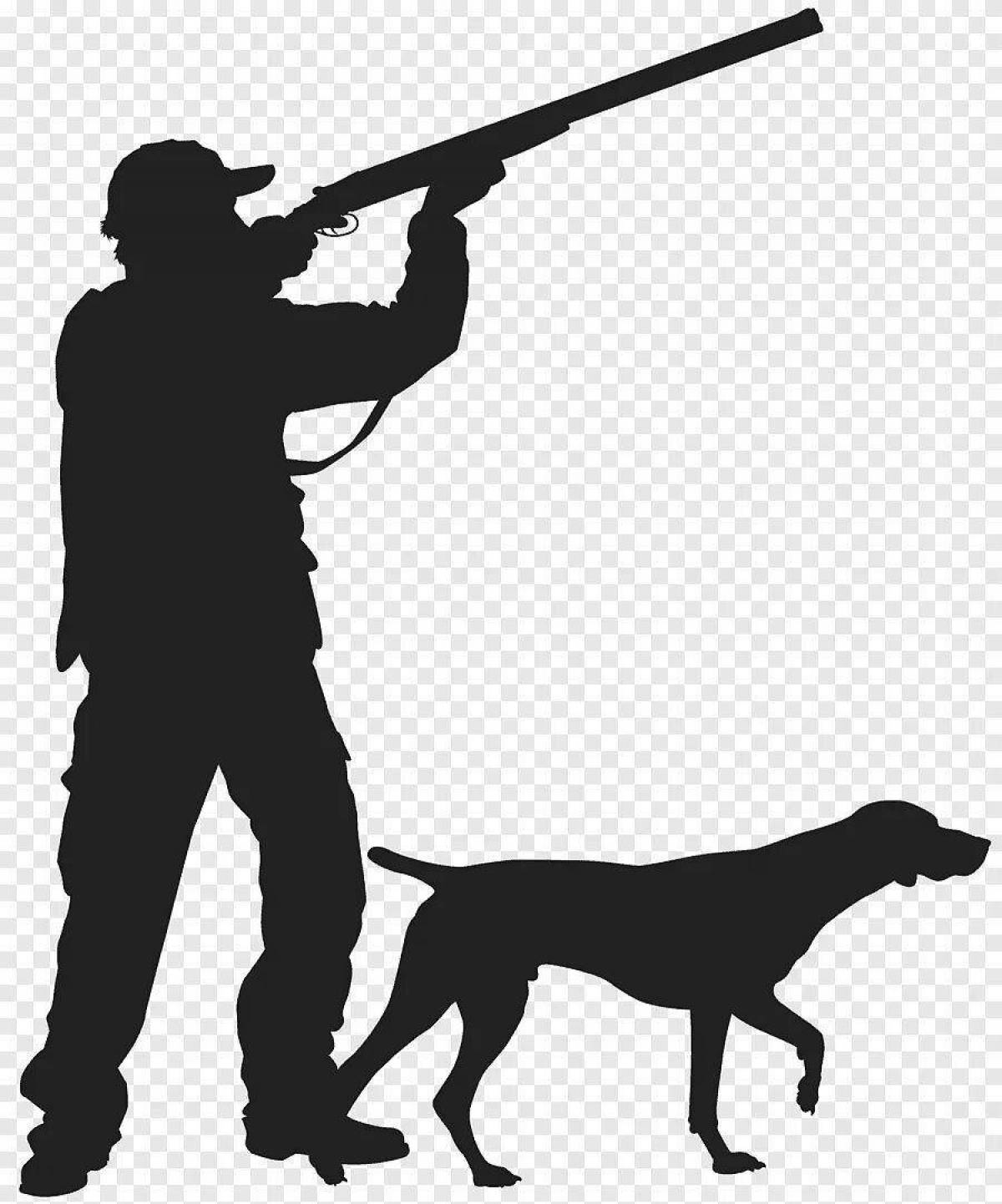 Непоколебимая раскраска охотник с собакой
