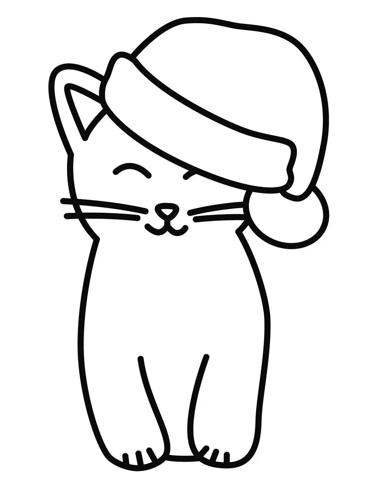Раскраска красочный кот в шляпе