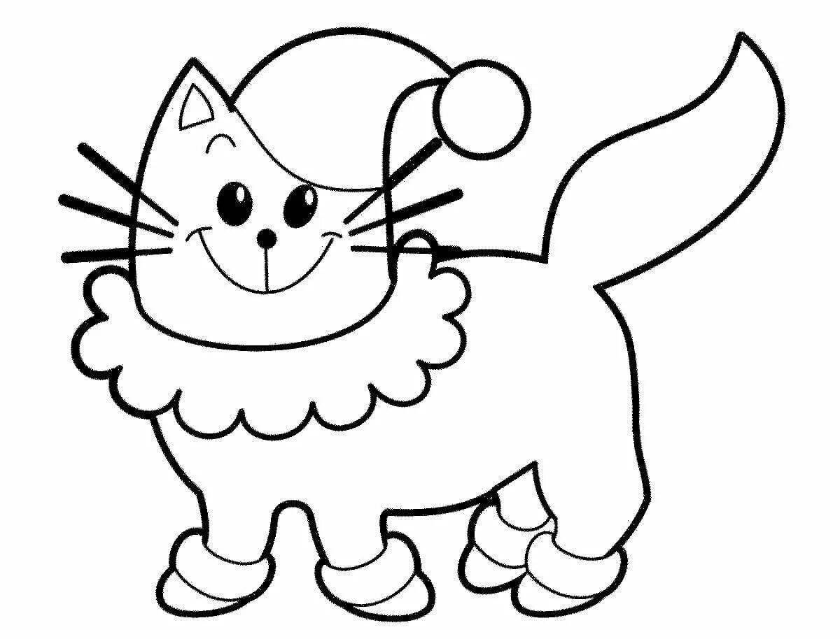 Fancy cat in a hat coloring book