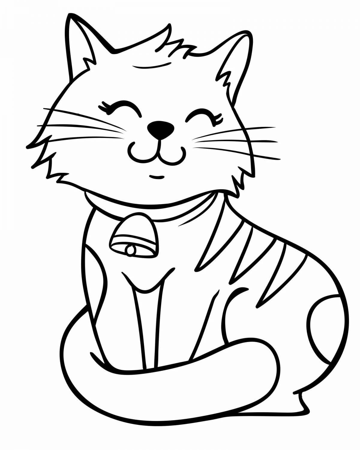 Coloring page festive cat in a hat