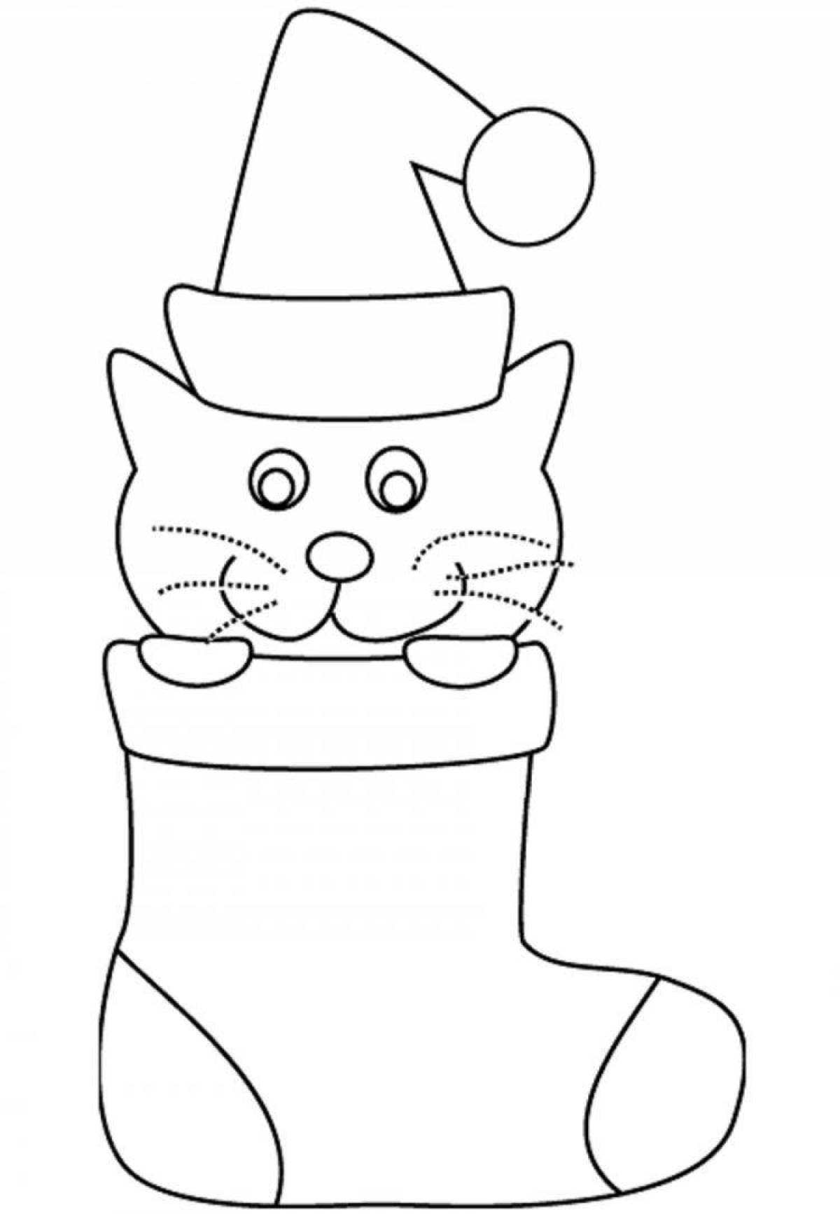 Анимированный кот в шляпе раскраски