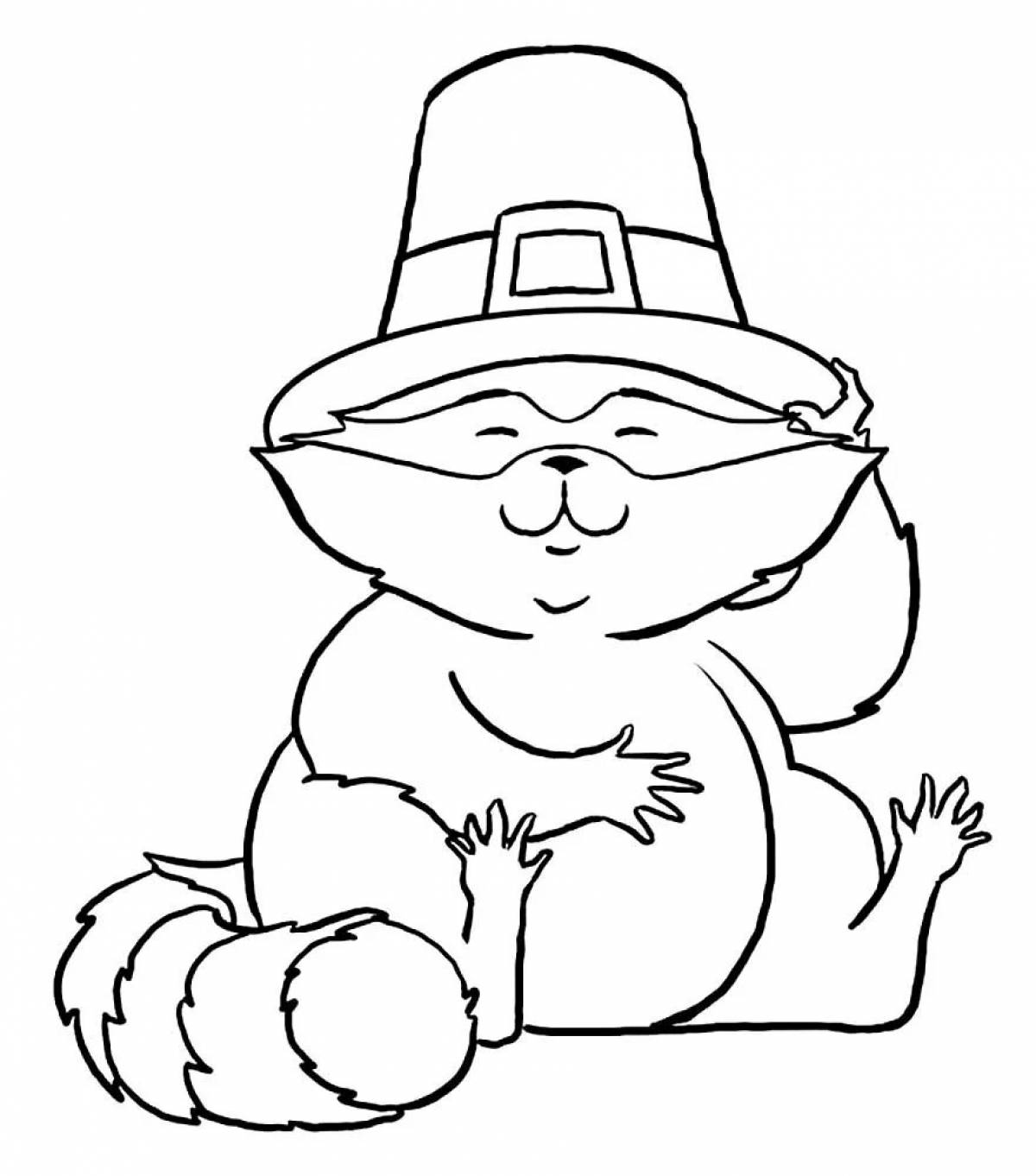 Coloring page exotic cat in a hat