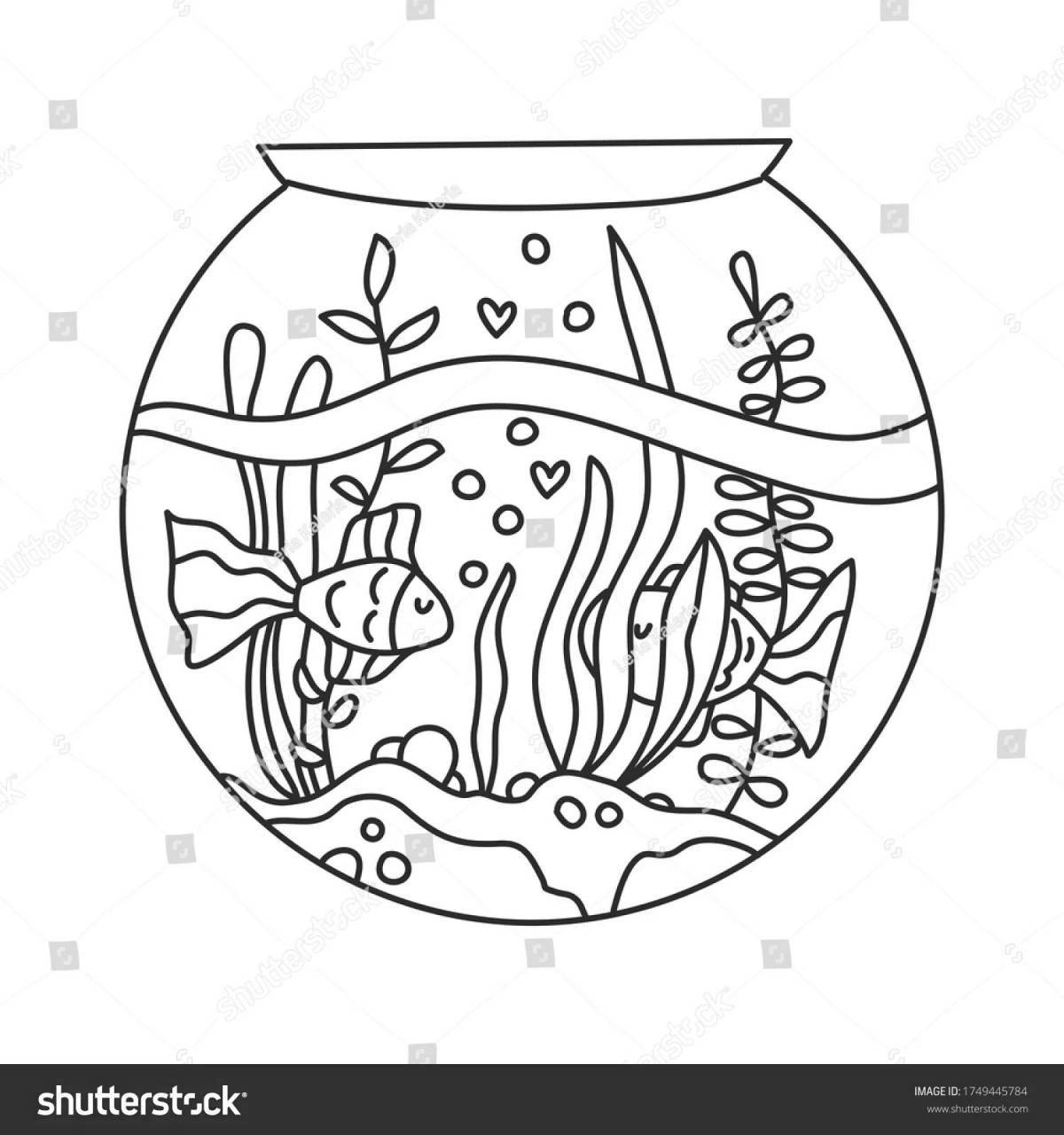 Радостная рыба с водорослями раскраска