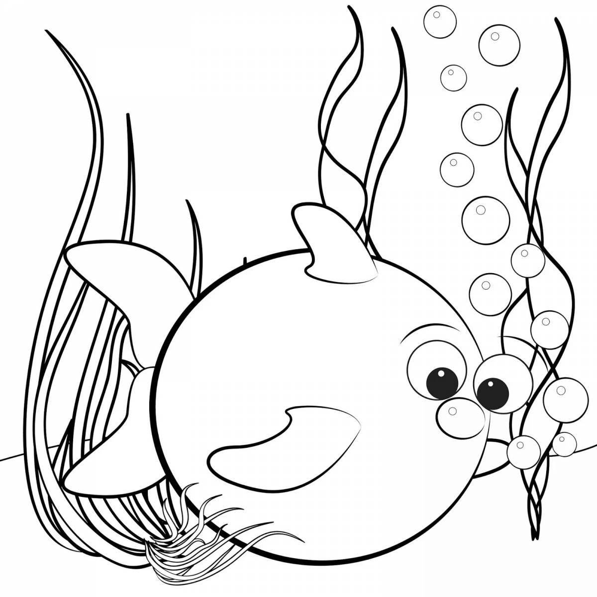 Coloring page holiday fish with algae