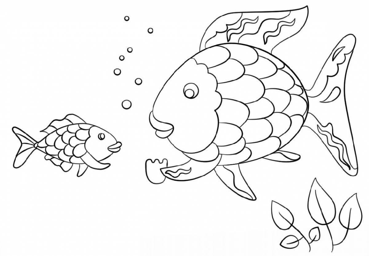 Coloring book gorgeous fish with algae