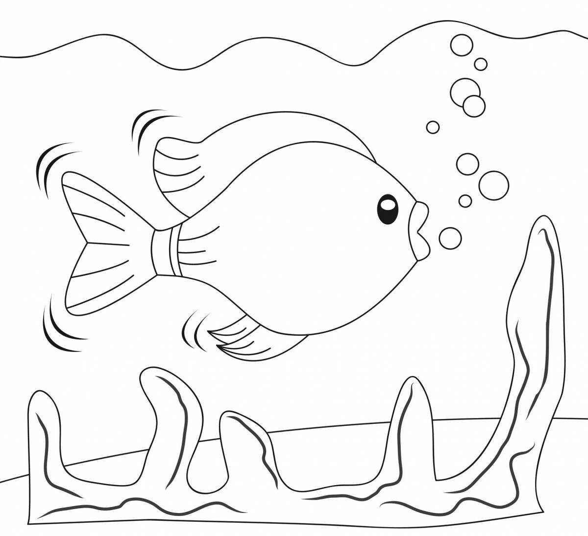 Раскраска славная рыба с водорослями