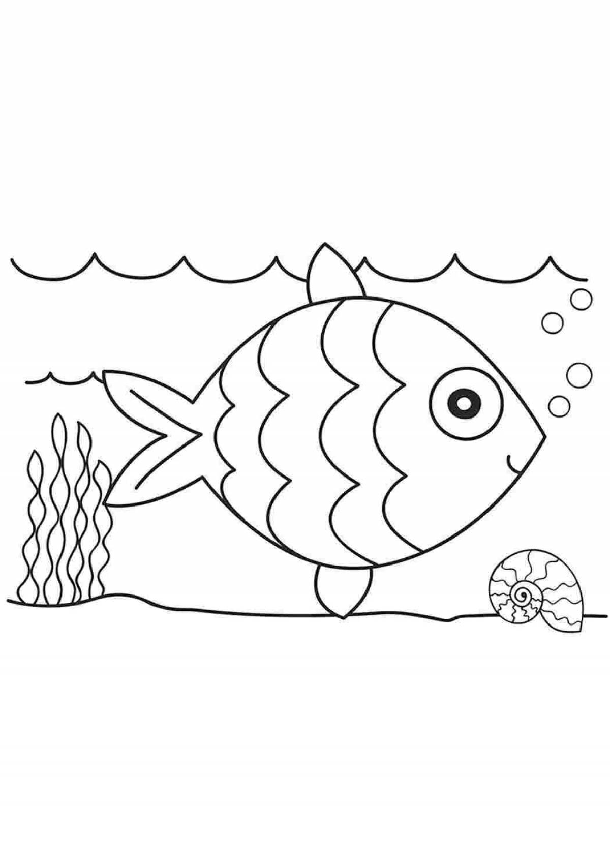 Раскраска сладкая рыба с водорослями