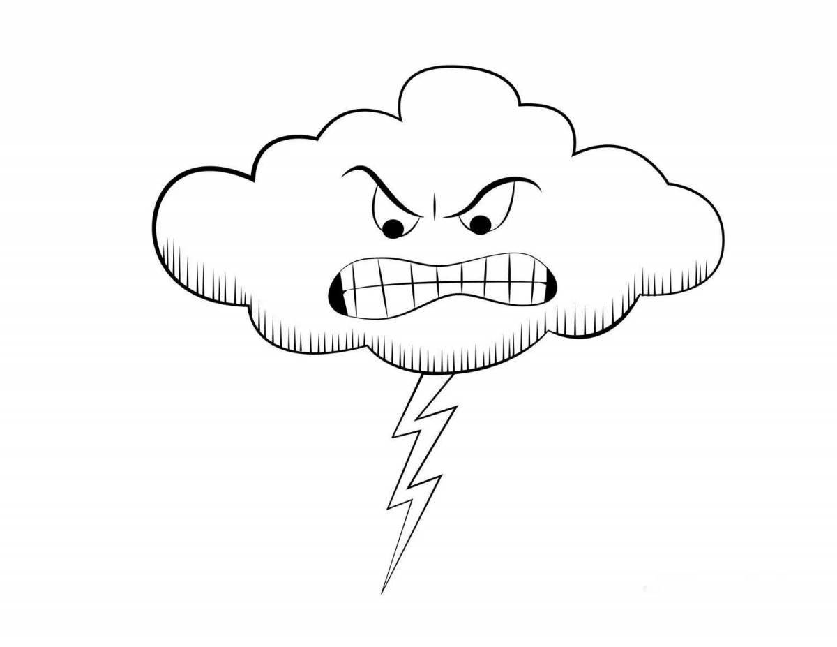 Coloring book beckoning thunderstorm for children
