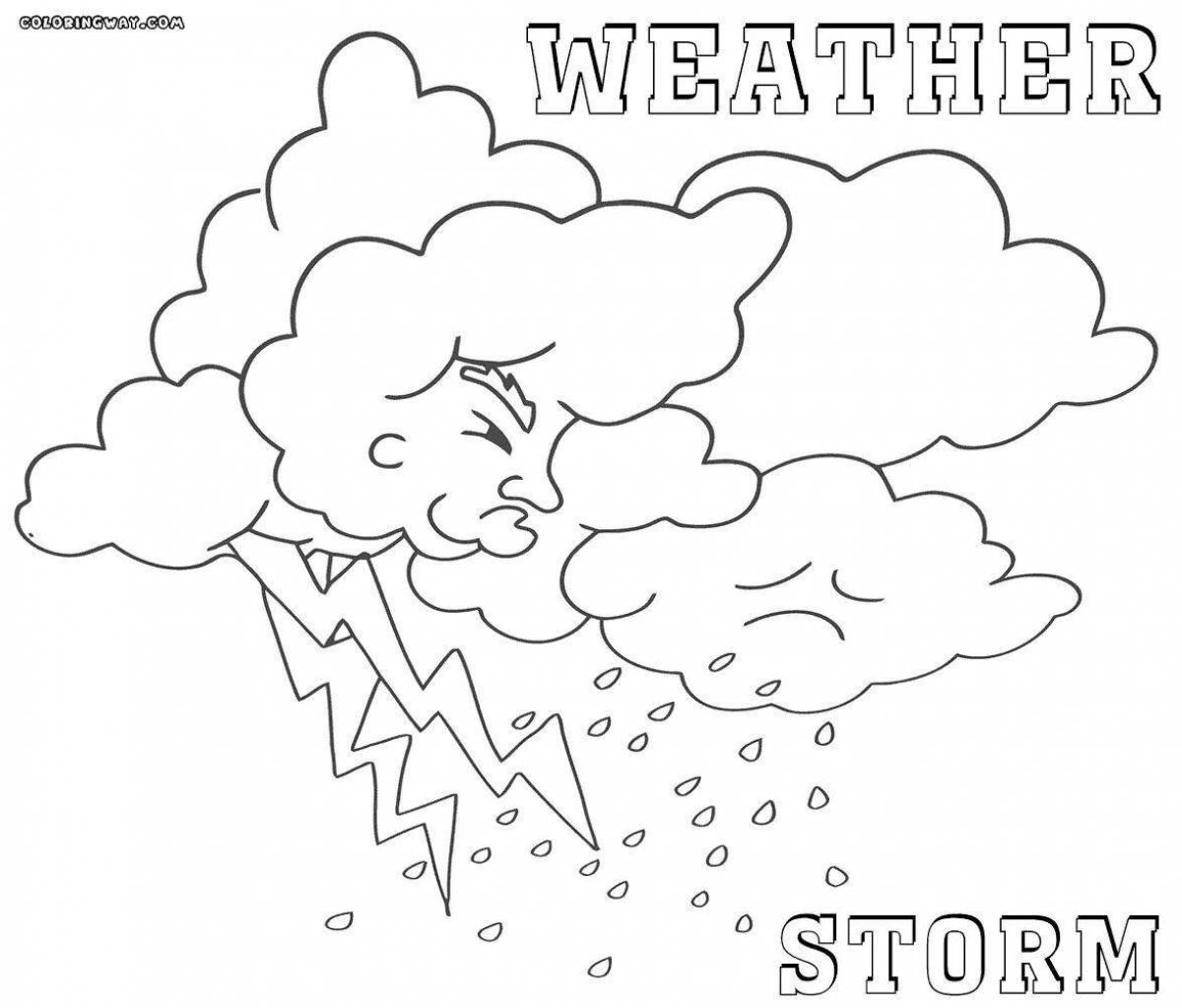 Cute storm coloring page for kids