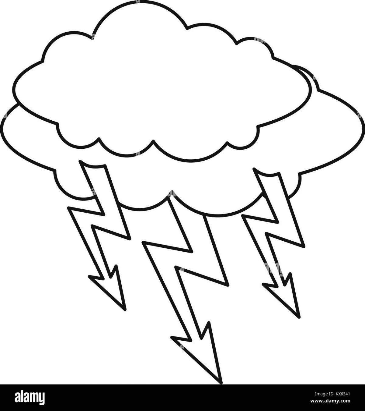 Impressive thunderstorm coloring page for kids