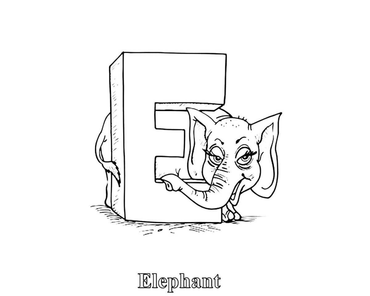 Coloring book luminous monument to the letter e