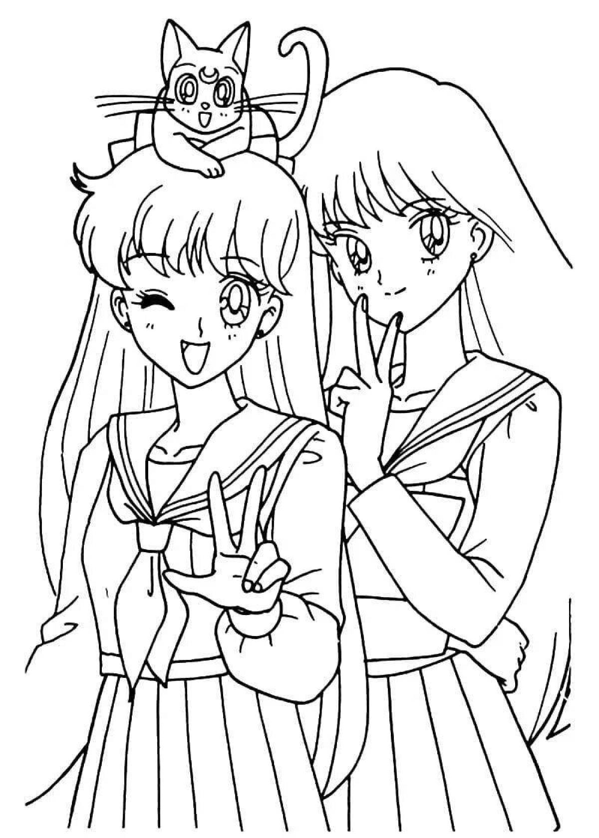Sailor moon glitter coloring book for girls