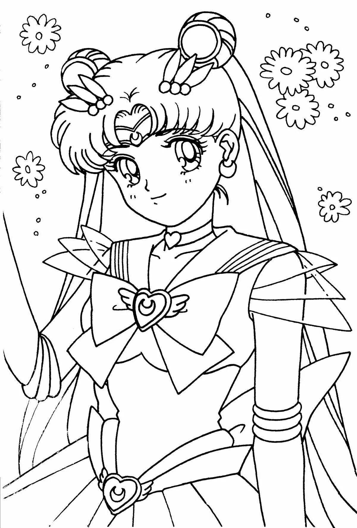 Playful coloring book for girls sailor moon