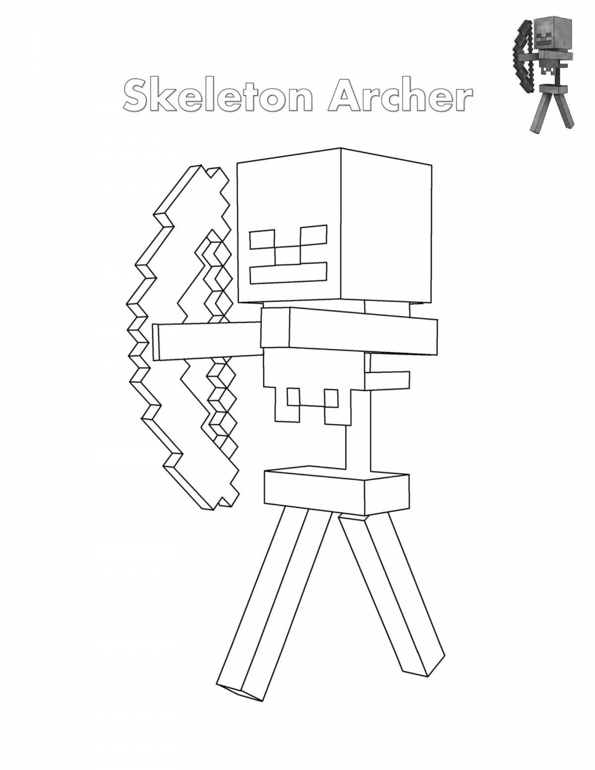 Colourful warden minecraft coloring page