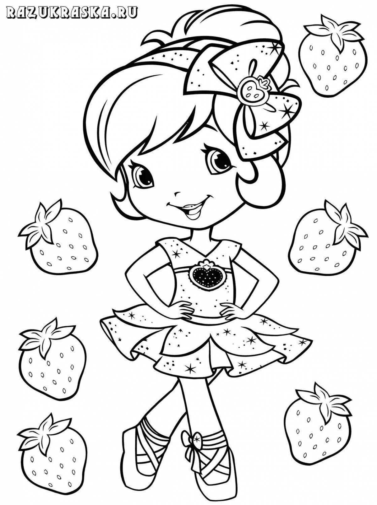 Exquisite strawberry coloring book for kids