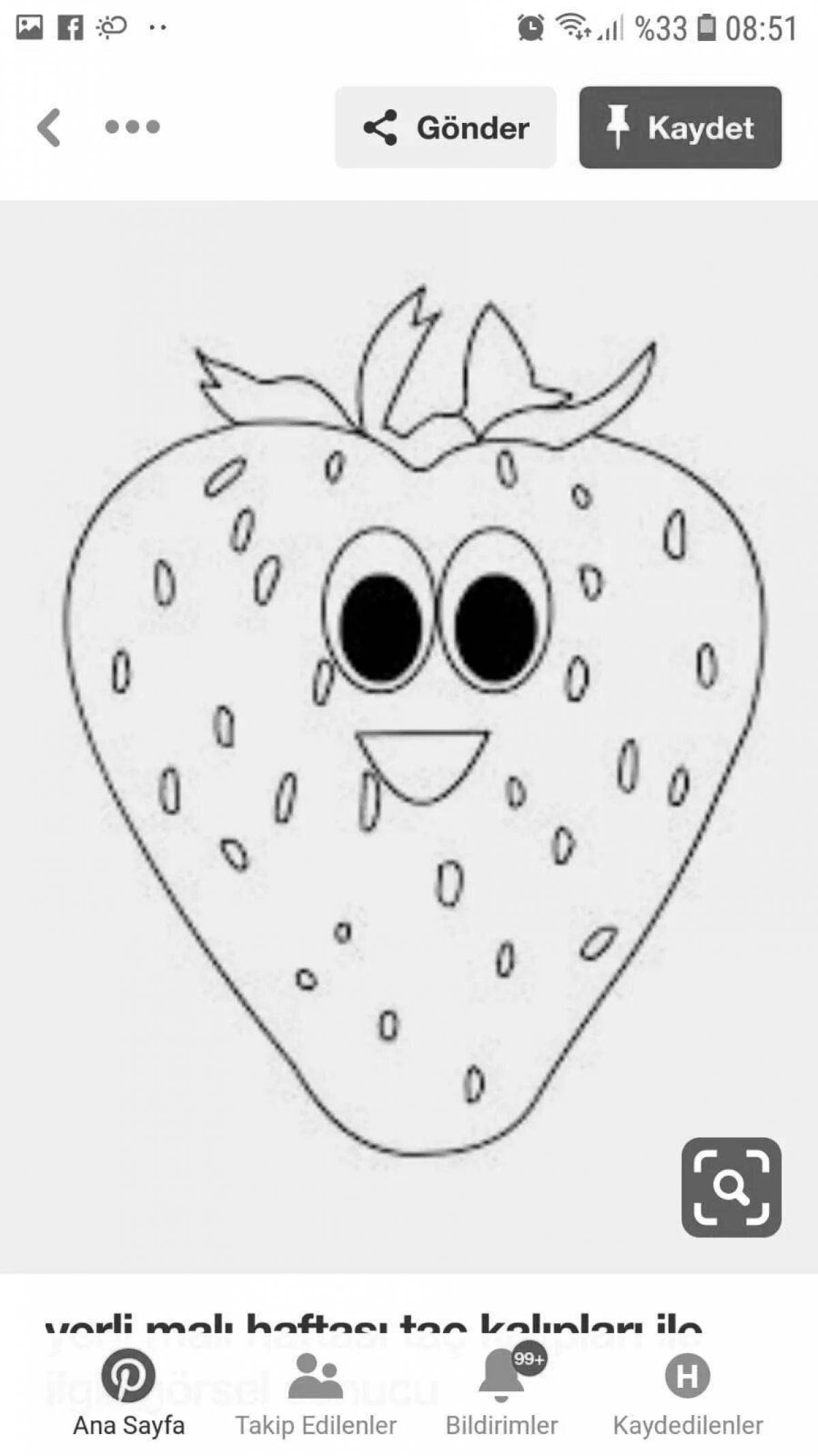 Sweet strawberry coloring book for kids