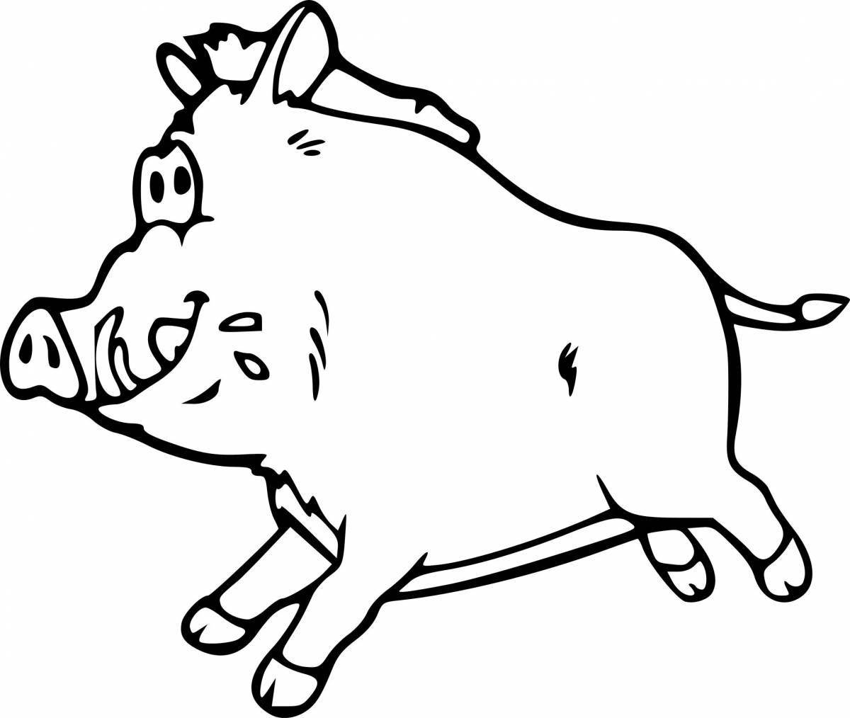 Solar coloring pig under the oak